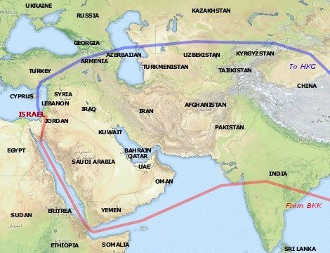 Israel India Air Route